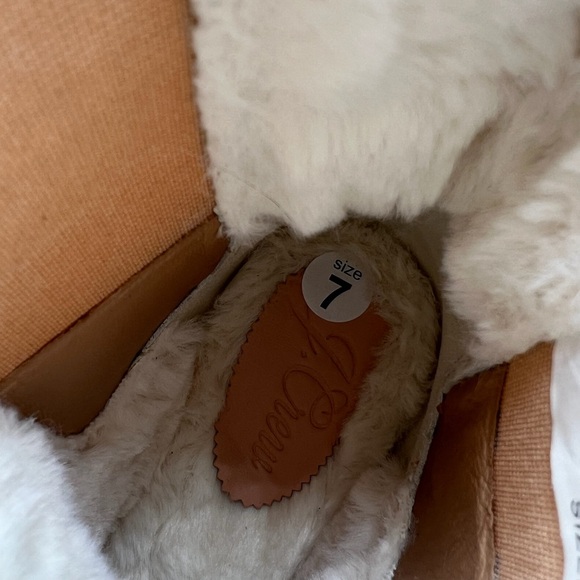 Jcrew Sz 7 Faux Fur Lined Clog Beige Suede Ankle Boots - Picture 12 of 12